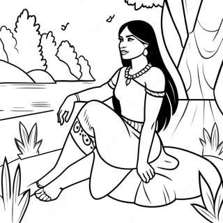 Pocahontas Sitter Vid Floden Malarbild 48268 10566