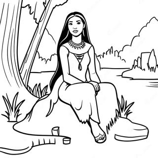 Pocahontas Sitter Vid Floden Malarbild 48268 10567