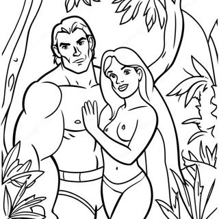 Tarzan Och Jane I Djungeln Malarbild 54361-11893