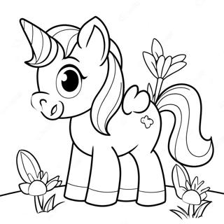 Sot Ponny Med Blommor Malarbild 59297 12995