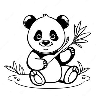 Sot Panda Som Ater Bambu Malarbild 60042-13150