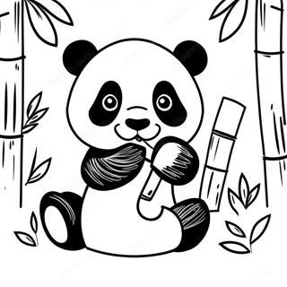 Sot Panda Som Ater Bambu Malarbild 60042-13151