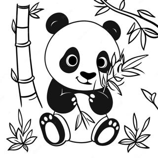 Sot Panda Som Ater Bambu Malarbild 60042-13152