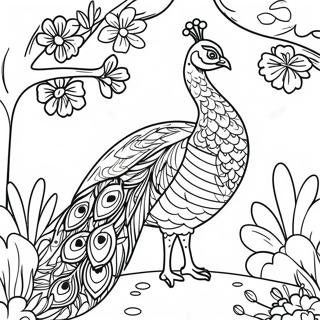 Majestatisk Pafagel I En Tradgard Malarbild 61599-13538