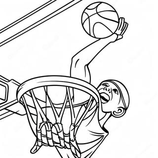 Basketbollspelare Som Dunkar Malarbild 6173-1794