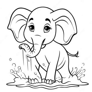 Majestatisk Elefant Sprutande Vatten Malarbild 66270 14497