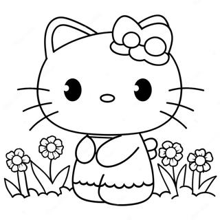 Hello Kitty Med Blommor Malarbild 68230-14929