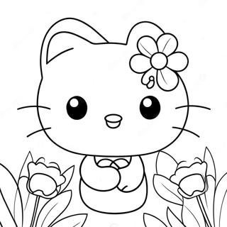 Hello Kitty Med Blommor Malarbild 68230-14930