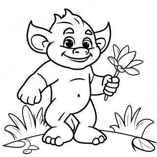 Busigt Troll Som Leker Med Blommor Malarbild 7189-1505