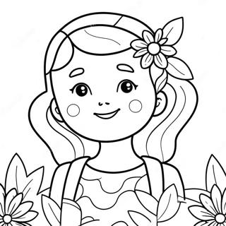 Bedarande Flicka Med Blommor Malarbild 72083-15909