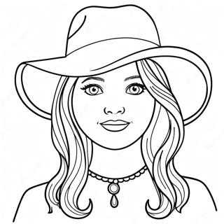 Charmig Flicka Med Hatt Malarbild 72084-15913