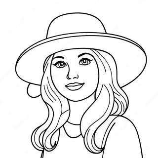 Charmig Flicka Med Hatt Malarbild 72084-15914