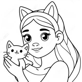 Sot Ariana Grande Med Katt Malarbild 72620-16329