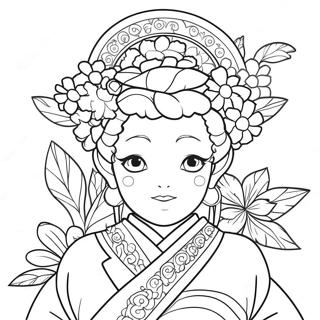 Mitsuri Kanroji Med Blommor Malarbild 72857-16522