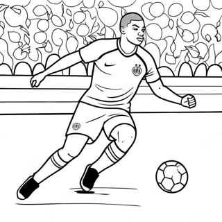 Mbappe Dribblar Bollen Malarbild 73984-17389