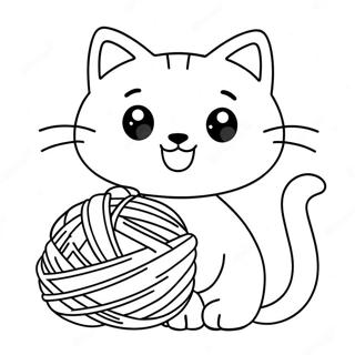 Sot Tecknad Katt Med Garn Malarbild 74753-17993