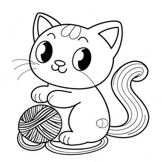 Sot Tecknad Katt Med Garn Malarbild 74753-17994