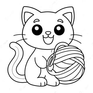 Sot Tecknad Katt Med Garn Malarbild 74753-17996
