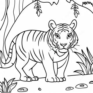 Vild Tiger Som Smyger I Djungeln Malarbild 75115-18282