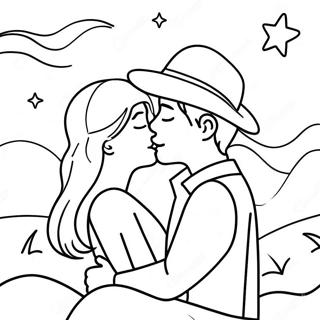 Kyssande Par Under Stjarnorna Malarbild 75217 18357