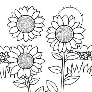 Vibrerande Solrosor I En Tradgard Farglaggningssida 75551-18617