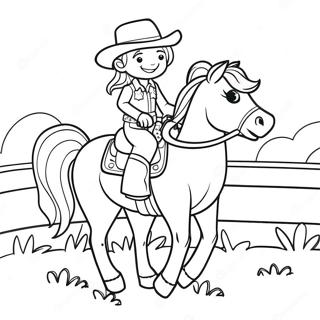 Sot Cowgirl Som Rider Hast Malarbild 76320-19209