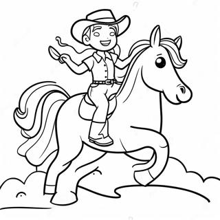 Sot Cowgirl Som Rider Hast Malarbild 76320-19210