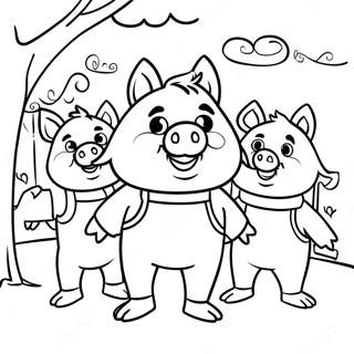 Tre Sma Grisar Och Den Stora Stygga Vargen Malarbild 76602-19438