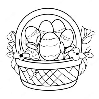 Dekorerad Paskkorg Med Blommor Malarbild 78225-20679