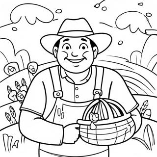 Glad Bonde Med Skordekorg Malarbild 78430-20839