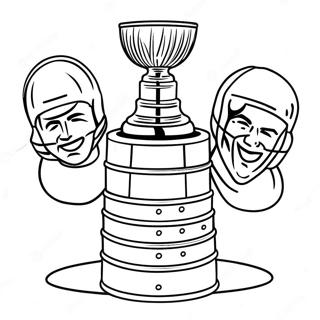 Stanley Cup Trofé Med Spelare Målarbild Målarbilder