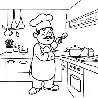 Upptagen Kock I Ett Kok Malarbild 79590-21734