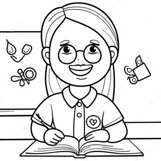 Leende Larare Pa Forsta Dagen Av Forskolan Malarbild 80391 22350