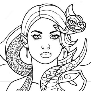 Modig Bad Girl Med Drak Tatuering Malarbild 81290-23049