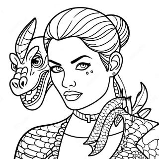 Modig Bad Girl Med Drak Tatuering Malarbild 81290-23050