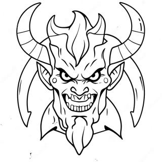 Skrammande Demon Med Horn Malarbild 82060-23637