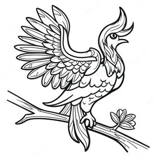 Elegant Fenix Som Sitter Pa En Gren Malarbild 83218-24580