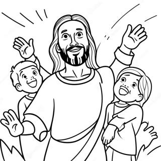 Gladjefylld Jesus Med Barn Malarbild 84753 25773