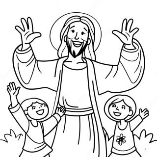 Gladjefylld Jesus Med Barn Malarbild 84753 25774