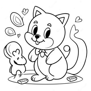 Tuxedo Sam Lekande Med Vanner Malarbild 84904 25975