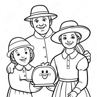 Glad Pilgrim Familj Malarbild 85955-26790