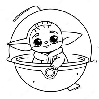 Bedarande Baby Yoda I Ett Rymdskepp Malarbild 8653-142