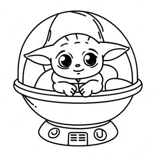 Bedarande Baby Yoda I Ett Rymdskepp Malarbild 8653-143