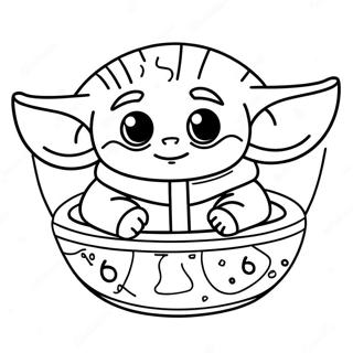 Bedarande Baby Yoda I Ett Rymdskepp Malarbild 8653-144