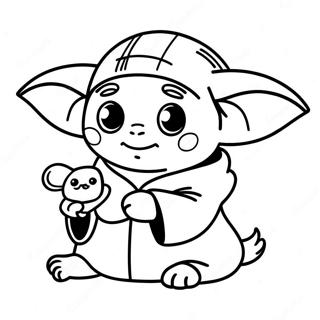 Baby Yoda Med Ett Litet Husdjur Malarbild 8654-418