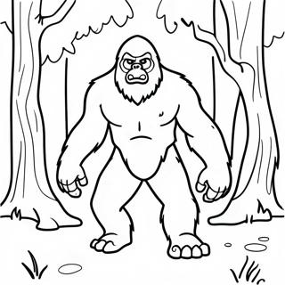 Skrämmande Bigfoot I Skogen Målarbild Målarbilder