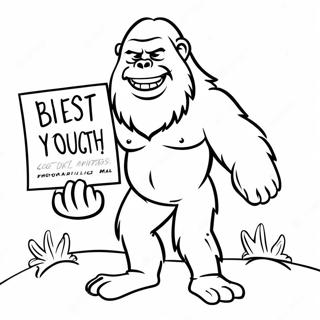Bigfoot Håller I Ett Skylt Målarbild Målarbilder