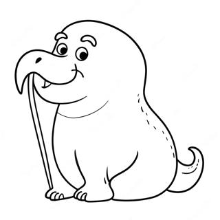 Sot Valross Med Stora Hangande Tander Malarbild 88108-28643