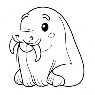 Sot Valross Med Stora Hangande Tander Malarbild 88108-28644