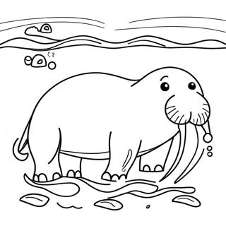 Lekfull Valross I Havet Malarbild 88109-28648